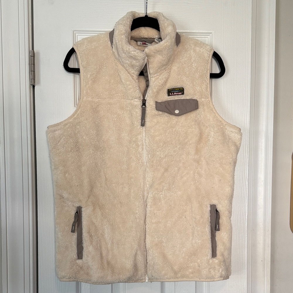 L.L. Bean Women’s Cream Fleece Vest Size L